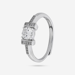 92.5 Silver Romantic <b>Finger</b> <b>Ring</b> 188546 with Diamond Cluster Gemstone Rhodium Plated Animal Pattern Set for Engagement - Product Image 5