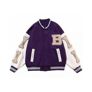 Blousons universitaires longs pour hommes de haute qualité, respirants, imperméables, en laine, avec broderies et patchs de style baseball, streetwear - Product Image 4