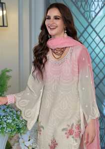 Organza lourd exclusif de qualité supérieure avec broderie Salwar Suit Fabricant et fournisseur de l'Inde au taux le plus bas - Product Image 3