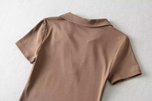 เสื้อยืดแขนยาวสำหรับผู้หญิงฤดูใบไม้ผลิฤดูใบไม้ร่วงเสื้อครอปสีเรียบเข้ารูปพิมพ์ลายแบบกำหนดเองลำลองแขนสั้น - Product Image 5