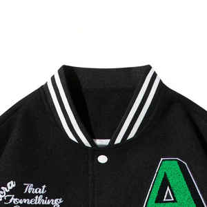 Vente en gros d'écusson de broderie personnalisé blouson d'aviateur veste universitaire de baseball universitaire pour hommes veste de baseball décontractée pour hommes ennemis - Product Image 3