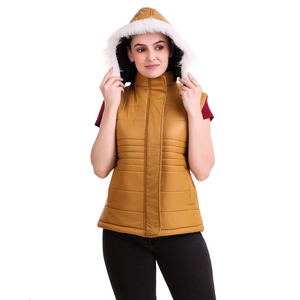 Haute qualité femmes gilet bouffant en plein air hiver vers le bas manteau sans manches fermeture éclair vers le haut imperméable gilet bouffant pour dames - Product Image 1