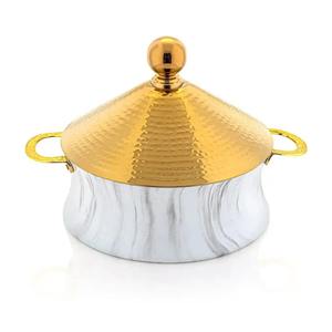 El juego de cazuelas de madera redondas de estilo árabe de lujo al por mayor incluye suministros de olla caliente con forma de diseño metálico personalizado - Product Image 1