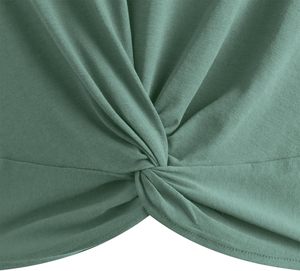 Hauts courts respirants pour femmes chemisier d'été à manches courtes avec col rond design de t-shirt avant torsadé pour l'hiver - Product Image 3