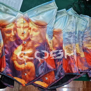 Corsé de satén con aros y estampado infantil divertido, estilo overbust, de moda - Product Image 1