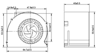 Ventilateur soufflant OEM/ODM 65x65x40mm 12V DC, pression moyenne, 1200 tr/min, 17,24 dBA