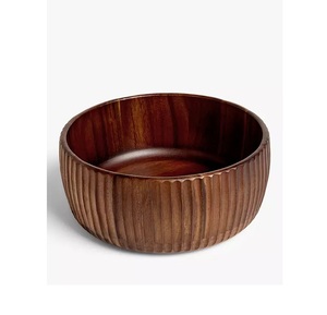 Tazón de fruta de caramelo de madera de tema oscuro, mesa de comedor para el hogar, centro de mesa, cuajada de lujo y ensalada, tazón de masa para servir - Product Image 2