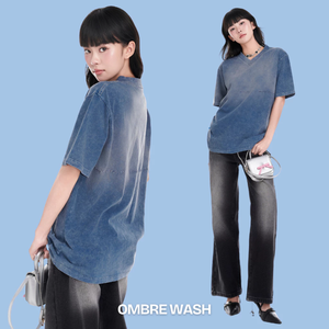 Camiseta unisex de gran tamaño OMBRE WASH, camisetas de talla grande unisex bordadas OEM ODM locales para adolescentes, fabricadas en Vietnam - Product Image 2