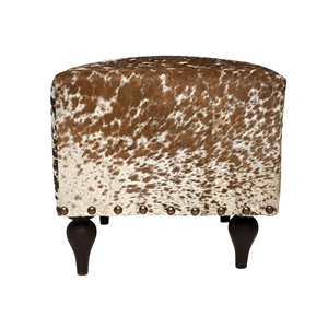 Tabouret ottoman moderne en cuir de vache Design en bois naturel et cuir de vache pour une application dans le salon - Product Image 1
