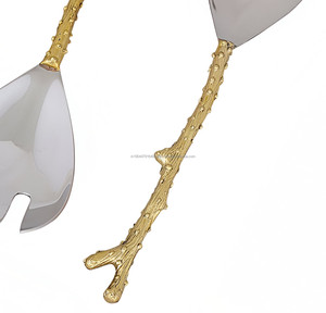 ชุดเซิร์ฟเวอร์สลัดด้ามจับสาขาต้นไม้ทองเหลืองคุณภาพสูงหรูหรา - Product Image 3