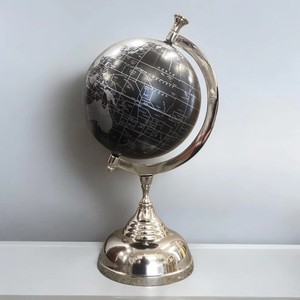 Decorative World <b>Globe</b> Black Ocean Silver Stand Modern Home Office Decor. The <b>globe</b> appears to have black surface with silver - Product Image 2