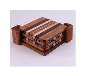 <b>Set</b> of 4 Classic Wooden Cup <b>Coaster</b> <b>Set</b> Medium Round Size for Home Kitchen Use - Product Image 6