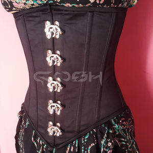 Corset en satin noir à armatures sous le buste avec fermeture à boucle oscillante - Product Image 4