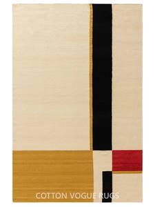 Tapis abstrait blanc tissé à la main Tapis moderne Kilim en laine pour salon chambre à coucher - Product Image 3