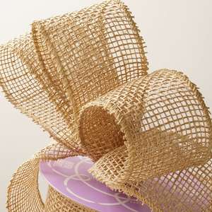 Natural Jute Linen Polyester Floral Mesh Burlap <b>Wired</b> <b>Ribbon</b> Roll Christmas Decoration and Gift Wrapping Spool - Product Image 3