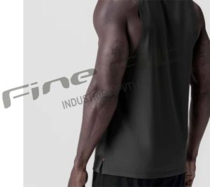 Custom Logo Men's <b>Black</b> Plus Size Tank Top Breathable Bamboo Gym Fitness <b>Vest</b> Casual Sleeveless Workout Athletic Tee for - Product Image 6