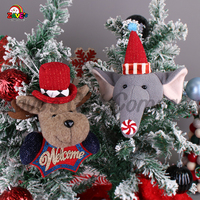 Zaves Décorations de Noël mignonnes de petite taille Ours Souris Éléphant Cerf Ornement suspendu pour l'arbre Article de Noël festif
