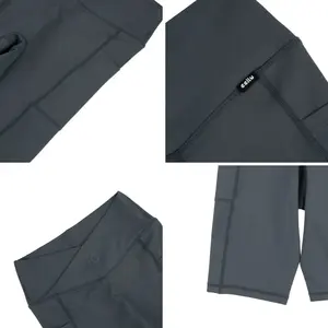 Women's Fitness Biker <b>Shorts</b> <b>High</b> <b>Waist</b> Seamed Stretch 100% Nylon with Cross Waistband and Elastic <b>Waist</b> for Yoga Gym Running - Product Image 5