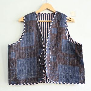 Chaleco Reversible Transpirable y Ecológico de Estilo Bohemio Vintage para Mujer, Chaqueta Kantha Bordada Suzani, Chaleco Corto de Verano - Product Image 3