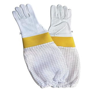 Guantes ventilados de cuero de piel de cabra para apicultura con puño de goma Equipo de protección para apicultura de alta calidad - Product Image 3
