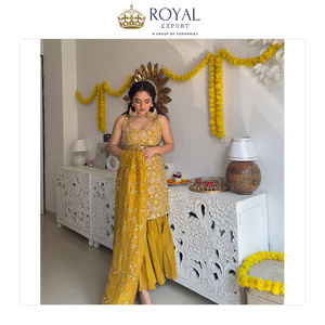 Colección de Trajes Sharara de Seda Simmer de Última Moda con Bordado para Bodas, a un Precio Accesible - Product Image 3