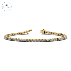 Pulsera de tenis de diamante de corte brillante cultivado en laboratorio de Estilo Vintage 2.05Ct 14K oro sólido IGI certificado compromiso bola religiosa - Product Image 1