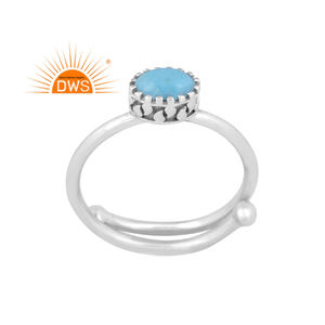 Newly design fine sterling silver natural Arizona Turquoise gemstone adjustable ring jewelry manufacturer - Product Image 1