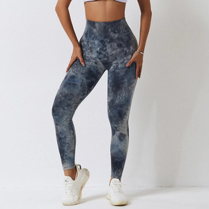 Venta al por mayor de alta calidad Tie Dye Yoga Pantalones deportivos Leggings sin costuras de cintura alta Push up mujer medias Fitness entrenamiento gimnasio ropa - Product Image 2