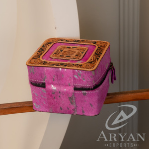 Nouveau Western usiné en cuir étui à bijoux cheveux sur métallique en cuir véritable bijoux support sûr Premium qualité femmes boîte à bijoux - Product Image 4