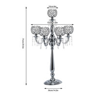 Candelabro Glamuroso de Aluminio de 5 Brazos con Elegantes Cristales para Bodas, Navidad, Decoración de Hogar de Lujo, Iluminación