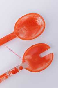 Cuerno y mango de resina Juego de servidores de ensalada Cuerno Juegos de cuchara y tenedor Cuerno Resina Aqua Swirl Usado en cocina y hotel por faizacraft - Product Image 3