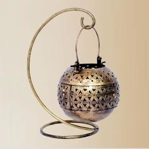 Handmade Brass Finish Vintage Lantern with Stand Decorative <b>T</b> <b>Light</b> <b>Candle</b> Holder for Festival Diwali Christmas andHome Decor - Product Image 1