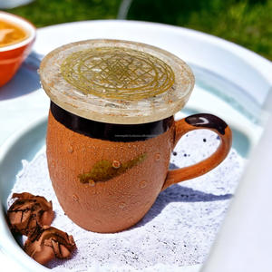 Venta al por mayor de alta calidad de chips de selenita posavasos de orgona con símbolo Shreeyantra curación decoración del hogar posavasos de orgonita - Product Image 4