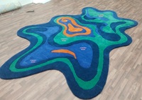 Tapis d'art abstrait multicolore contemporain, tapis à poils coupés à la main à bas prix, bleu, vert, orange, tapis abstrait multicolore, rembourrage