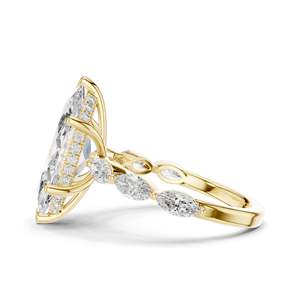 Anillo de Compromiso con Diamantes de Laboratorio Marquise y Redondos de 4.732 CT, Claridad VVS-VS EF, Oro de 18KT, 14KT, 10KT y Plata 925, Oro Rosa, Amarillo - Product Image 6
