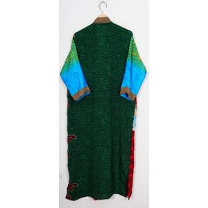 Free Size Vintage Floral <b>Silk</b> <b>Kimono</b> Robe Women's Sleepwear for Warm Weather for Beach Wear in Summer - Product Image 4