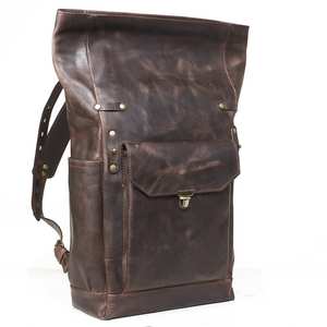 Mochila de viaje con tapa enrollable para mujer, nueva mochila impermeable de cuero genuino para ordenador portátil para estudiantes, función antirrobo - Product Image 2