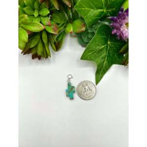 Handmade Religious Style Navajo Jewelry Mohave Turquoise & Sterling <b>Silver</b> Bezel Set <b>Charms</b> Inlaid with Rose Gold Number Pattern - Product Image 2