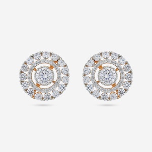 Pendientes de Zirconia 187810, Modernos, Religiosos, con Diseño de Flor y Planta, Chapados en Rodio, de Latón y Cobre, con Perlas y Diamantes - Product Image 1