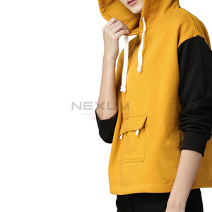 Ropa de calle con logotipo personalizado, sudaderas con capucha para mujer 100%, jersey con hombros caídos de alta calidad para mujer, sudaderas con capucha de última moda para niñas - Product Image 4