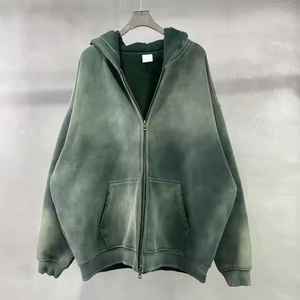 Fabricant de vêtements Vintage pull surdimensionné lavage à l'acide en détresse soleil délavé sweat à capuche unisexe - Product Image 1