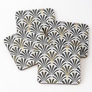Hand Crafted Tea Coffee Printed Acacia Solid Wood <b>Coaster</b> <b>Coaster</b> <b>Set</b> with Holder Insulation Mat for Home at Star Crafts - Product Image 3