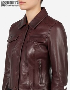 Veste en cuir mode pour femmes veste de porte extérieure en cuir véritable imperméable pour l'hiver dans toutes les tailles veste en cuir personnalisée dames - Product Image 5
