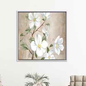 Rustic Floral Wall Art: White Blossom Branch Printed Canvas,WHITE <b>FRAMED</b> CANVAS - Product Image 1
