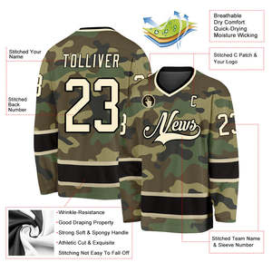 Logo personnalisé Maillot de hockey à manches longues col en V de haute qualité pour hommes Maillots de hockey portables brodés par sublimation vintage - Product Image 2