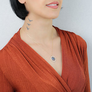 Colgante de plata de ley 925 hecho a mano con forma de ojo turco, piedra redonda colorida - Product Image 3