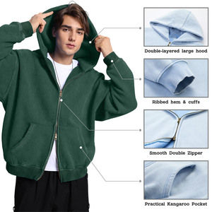 เสื้อสเวตเชิ้ตมีฮู้ดแบบซิปสองหัวสำหรับผู้ชาย360กรัมแจ็คเก็ตแบบมีฮู้ด100% ผ้าฝ้ายสำหรับหน้าหนาว - Product Image 4