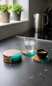 Posavasos de Resina de Madera Clásica Duradera de Alta Calidad, Posavasos de Resina Epoxi de Madera Maciza para Bebidas Calientes/Frías, Protección de Mesa - Product Image 2