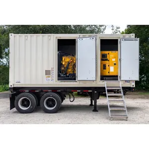 Groupe électrogène diesel industriel triphasé d'occasion de 400 kW, 480 V, sur remorque, pour alimentation de secours commerciale - Product Image 3