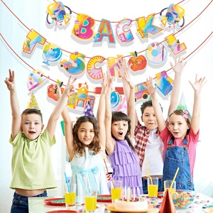 Cartel de regreso a la escuela con letreros de lápiz de Apple, guirnalda de aula, cartel de regreso a la escuela, suministros de decoración para fiestas en el aula - Product Image 2